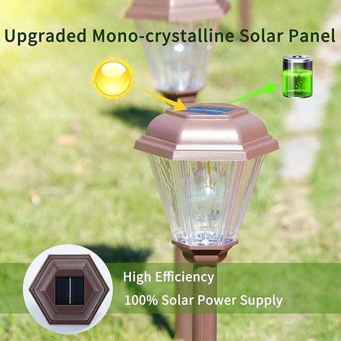 Solar Pathway Lights Outdoor 4 Pack, Upgraded 1000mAh Battery Up to 12Hrs, Solar Lights Outdoor Waterproof IP65, Warm White Landscape Light for Garden