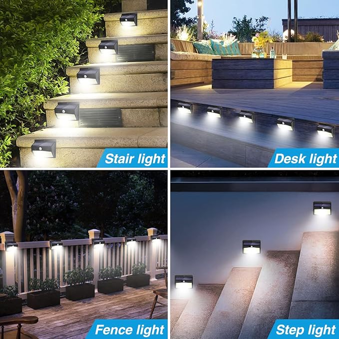 Solar Outdoor Lights, [138 LED/4 Packs] Solar Motion Sensor Security Lights with 3 Lighting Modes Solar Wall Lights Waterproof Solar Powered Lights for Garden Fence Yard Deck Garage