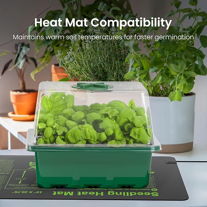 MIXC Seed Starter Kit with Grow Light, Seedling Trays Mini Propagator Plant Grow Kit with Humidity Vented Domes and Base for Seeds Starting Greenhouse
