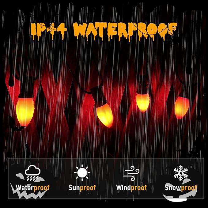 C7 LED Outdoor Halloween Lights 25Ft Orange Christmas String Lights with 27 Shatterproof Orange LED Bulbs, Hanging Outdoor Patio Lights for Christmas Halloween Party Patio Wedding Holiday Decoration