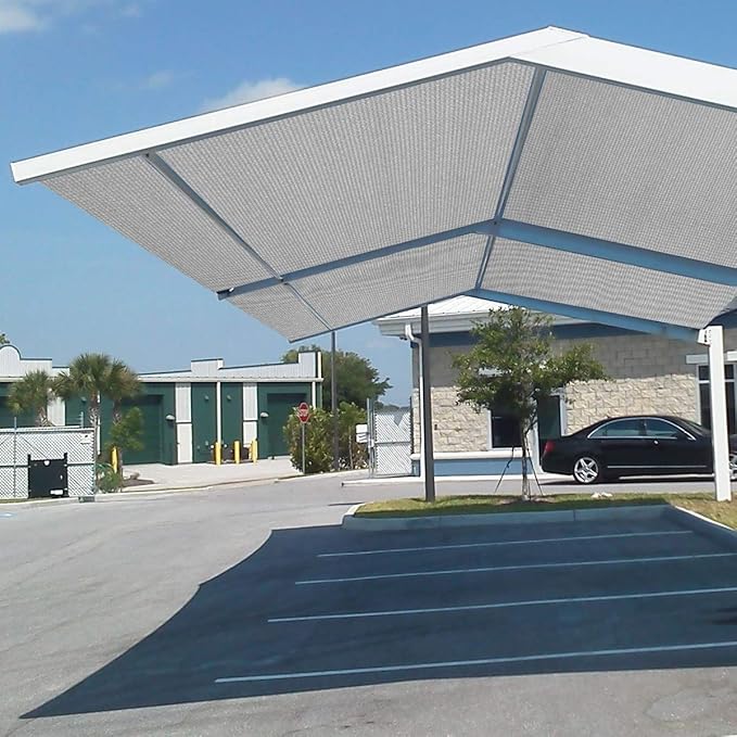 Eden's Decor Straight Flat-Edged Sun Shade Sail Rectangular 7' x 12' Grey UV-Blocking Outdoor Canopy Fabric Cloth Awning for Pergola Patio Garden Backyard Custom Size