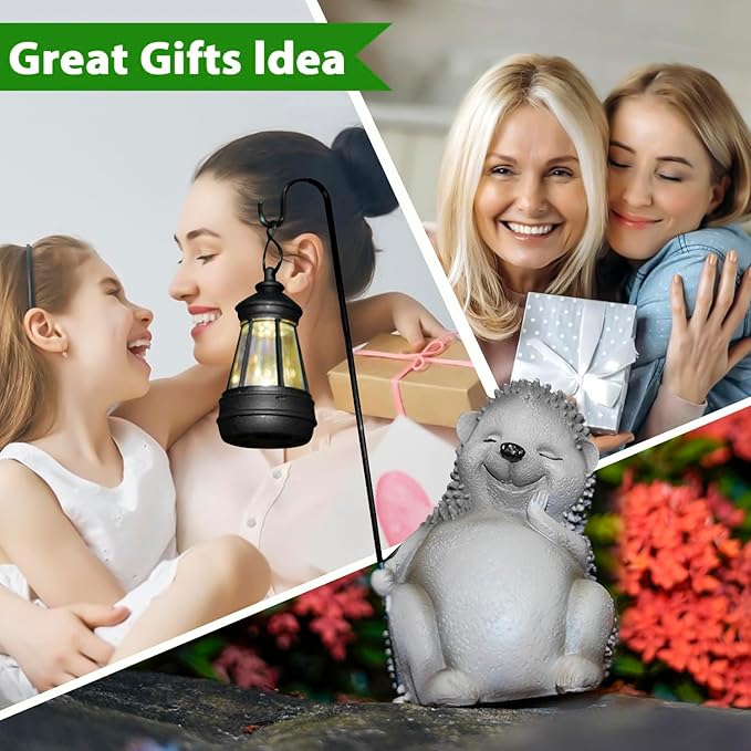 Solar Hedgehog Statue Garden Decor, Solar Hedgehog Statue Lights Outdoor, Waterproof for Patio, Balcony, Yard, Lawn, Father Day & Mother Day Garden Housewarming Gifts for Women, Men, Mom, Dad, Grandma