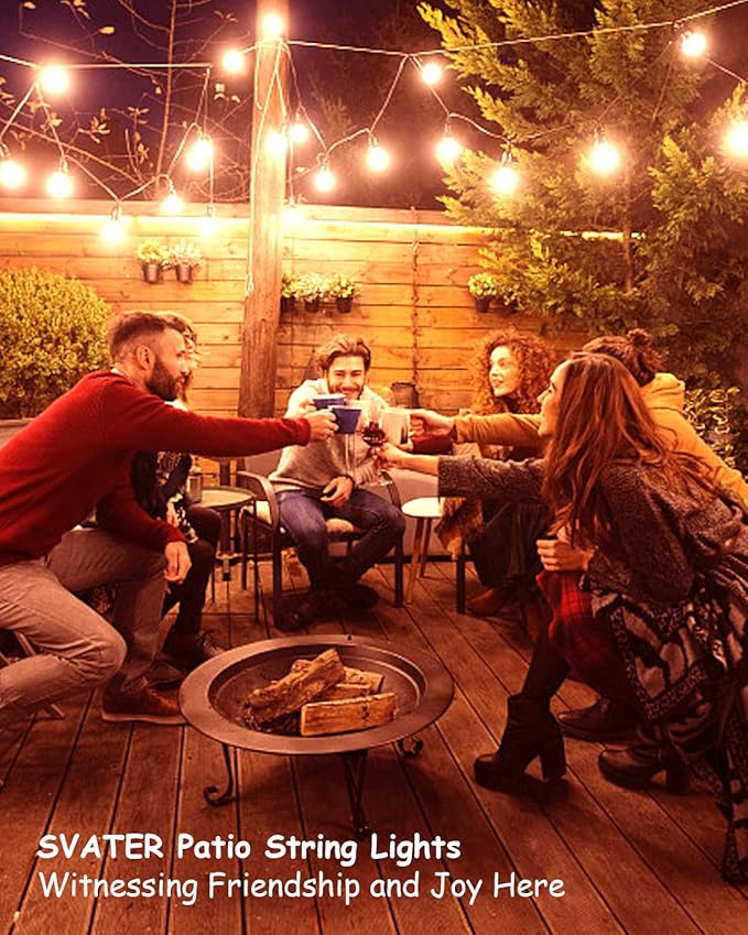 Svater Outdoor String Lights 150 FT, Patio Light with 78 Shatterproof LED Bulbs, Outside Plastic Hanging G40 Globe Lights for Cafe Market Bistro Backyard, Dimmable Warm White 2700K