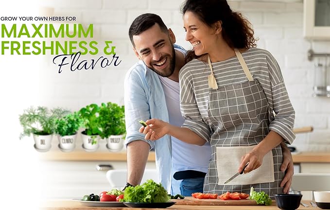 Deluxe Indoor & Outdoor Herb Garden Kit – 8 or The Most Popular Culinary Herbs with Pots & Soil for Windowsill or Patio Growing