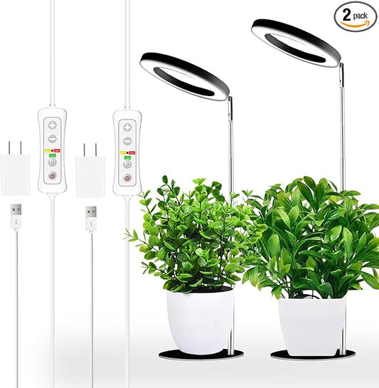 yadoker Plant Grow Light for Indoor Plant,Desk LED Grow Light,Height Adjustable,Automatic Timer with 8/12/16 Hours,10-Level Brightness,Ideal for Small Plant Grow