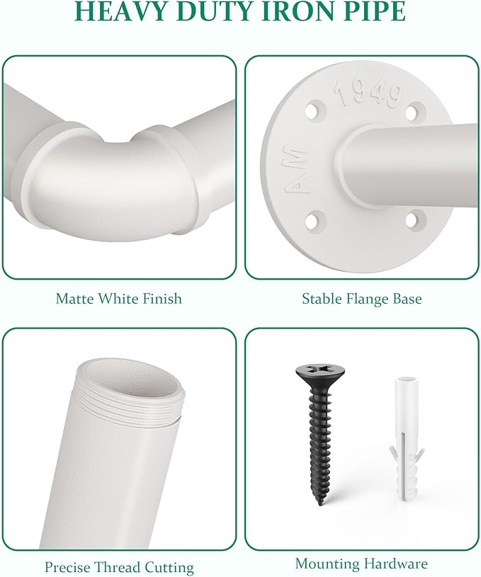 Plant Hanger Indoor, Hanging Planters for Indoor Plants with 6 Hanging Chains, Wall Plant Hanging Rod for Window Ceiling, 65 Inch, Metal/White…