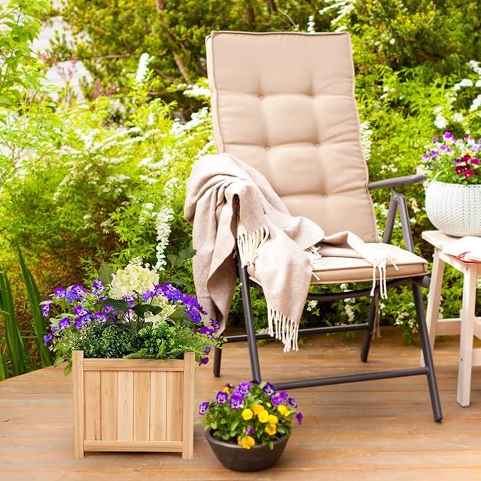 GRAFFY Raised Garden Bed, Folding Wood Planter Box w/Removable Bottom & Drainage, Indoor Outdoor Square Elevated Planter for Flower Herb Vegetable Fruit, Plant Container for Grass Lawn Patio Backyard