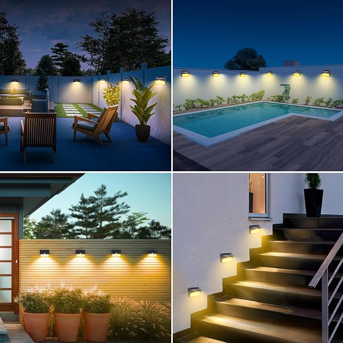 Solar Motion Sensor Outdoor Lights [138 LED/10 Packs] Solar Security Lights Outdoor with 3 Lighting Modes Solar Powered Lights Waterproof for Outside Wall Garden Fence Backyard Deck（Warm White