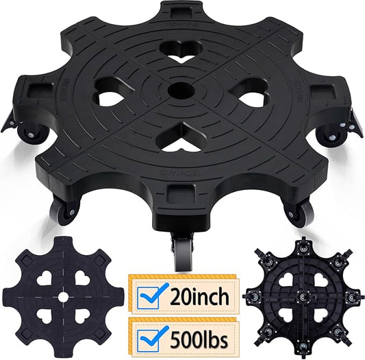 Plant Caddy With Wheels 20 Inch Heavy Duty Outdoor, Indoor Rolling Plant Stand With Casters Black Plant Dolly Large Potted Planter Cart For Big Flower Pots Plants Pots, Heart Shaped Garden Pot Mover