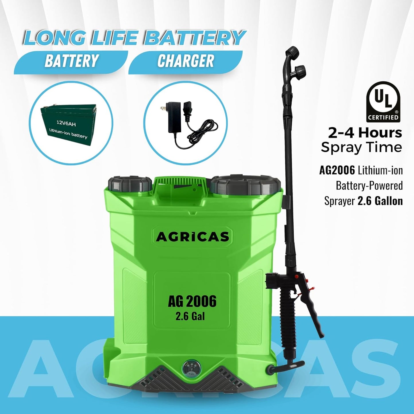 Battery Powered Backpack Sprayer 2.6 Gallon, 0-70 PSI Adjustable Pressure, Long-Lasting Lithium-Ion Battery&Charger, 7 Nozzles, Lawn and Garden Electric Sprayer for Weed/Pest Control Watering and more