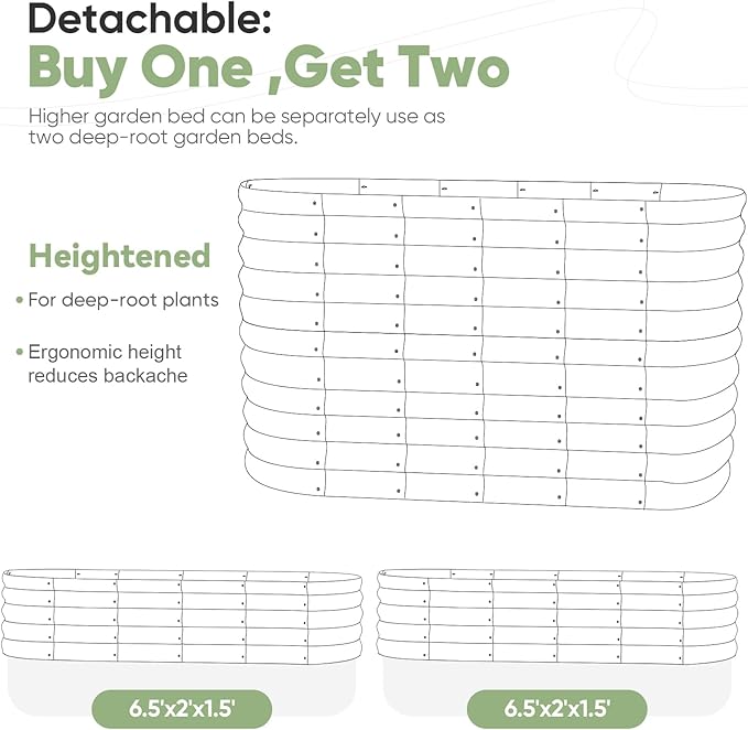 KING BIRD Raised Garden Bed 2.85 ft Tall 9 in 1 Galvanized Planter Garden Box Outdoor for Gardening, Deep Root Vegetables, Flowers 78.7X23.6X34.2 in, Dark Grey