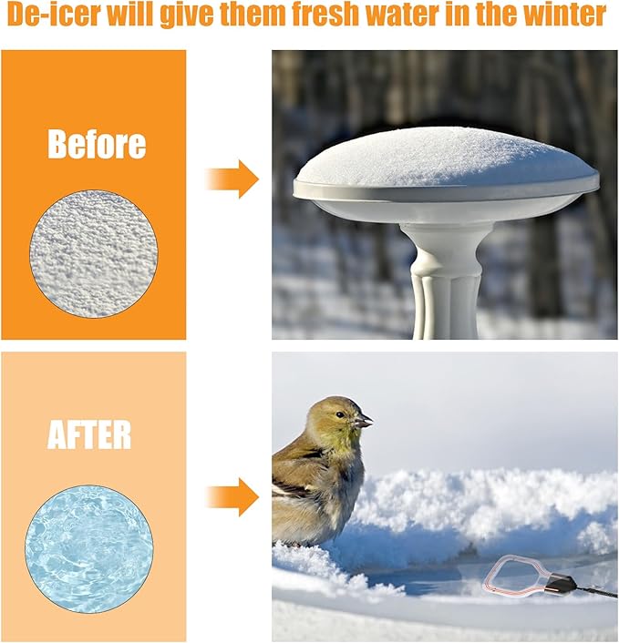 Kardeep 500W Bird Bath Heater, Cast Aluminum Submergible Stock Tank Heater De-icer Thermostatic Control Chicken Water Heater, Bird Bath Deicer for Winter Livestock