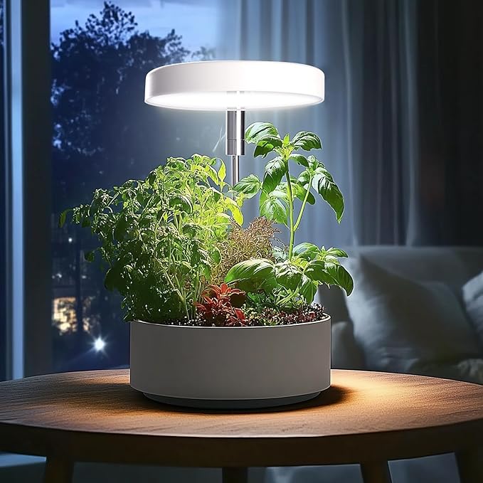 Grow Lights for Indoor Plants Small Potted - Full Spectrum, Auto 3/9/12H Timer, 10-Level Dimming & Adjustable Height - Compact Grow Light for Succulents, Herbs, Foliage in Home/Office (White,3PACKS)