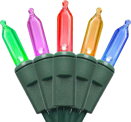 Multicolor LED Christmas Lights - 35 Count Multi-Colored Christmas String Lights for Small Tree, Crafts, Holiday, Indoor/Outdoor Decorations, 11 Feet Green Wire, UL Certified, Connectable