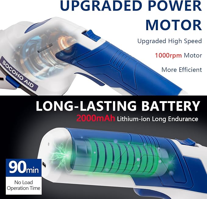 Cordless Hedge Trimmer Grass Shear - 2 in 1 Handheld 7.2V Electric Shrubbery Trimmer Grass Cutter Rechargeable Battery and Type-C