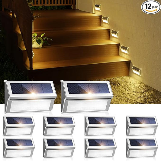 JSOT Solar Step Deck Lights for Outside Decorative - 10Pack Stairs Lights Outdoor Waterproof for Yard Garden Landscape Pool Fence Step Wall 9 LED Beads Solar Lighting