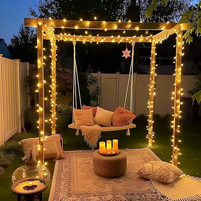 JMEXSUSS 500 LED Christmas Lights Outdoor, 173ft Warm White String Lights for Outside, 8 Modes Plug in Twinkle Light for Holiday Tree Indoor Ceiling House Decorations