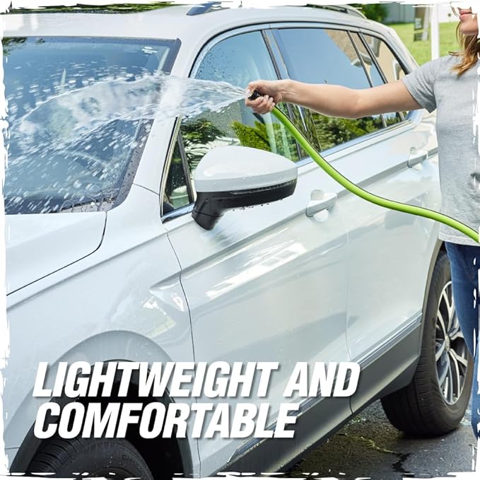 Rugged Rhino Heavy Duty Flexible Light Weight Garden Hose, 25ft x 5/8in, 4 Layer Leakproof Outdoor Gardening Tools, Watering Supplies, Powerful Water Pressure for Lawn, Flowers, Green Black