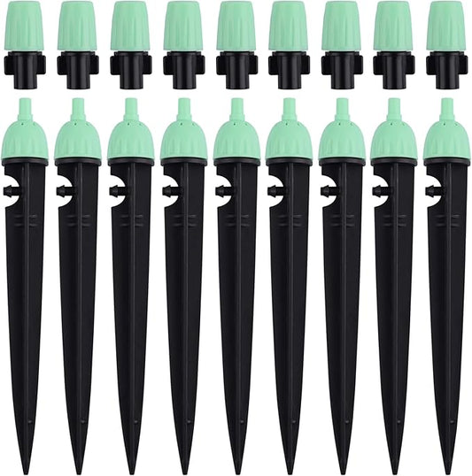 Kalolary 1/4 Inch Drip Irrigation Emitters, 20PCS Micro Spray Irrigation Drippers for 4/7mm Tube Adjustable 360 Degree Water Flow Sprinklers Garden Irrigation Sprayer for Potted Plants Watering System