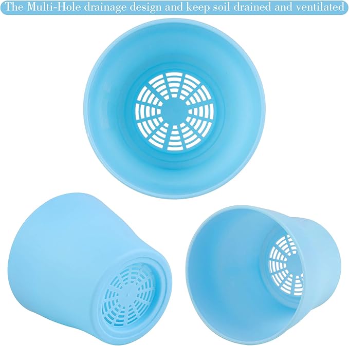 ADXCO 12 Pack 4 Inch Plastic Planters Flower Plant Pots Multi Color Flower Seedling Nursery Pots Thick Outdoor Indoor Plants for Your Room, Office, Garden Decor with Pallet, 8 Colors