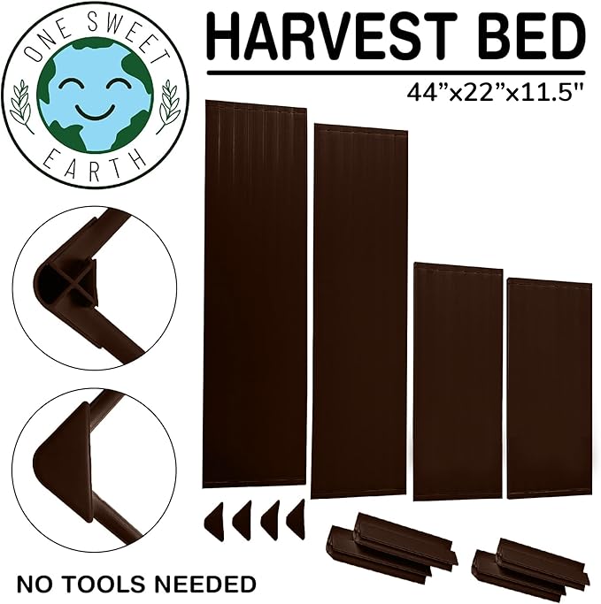 Raised Garden Bed - 2x4 ft Planter Box - Brown HDPE - No Tools Needed - DIY Kit for Urban Gardening, Flowers, Herbs & Vegetables - Made in The USA
