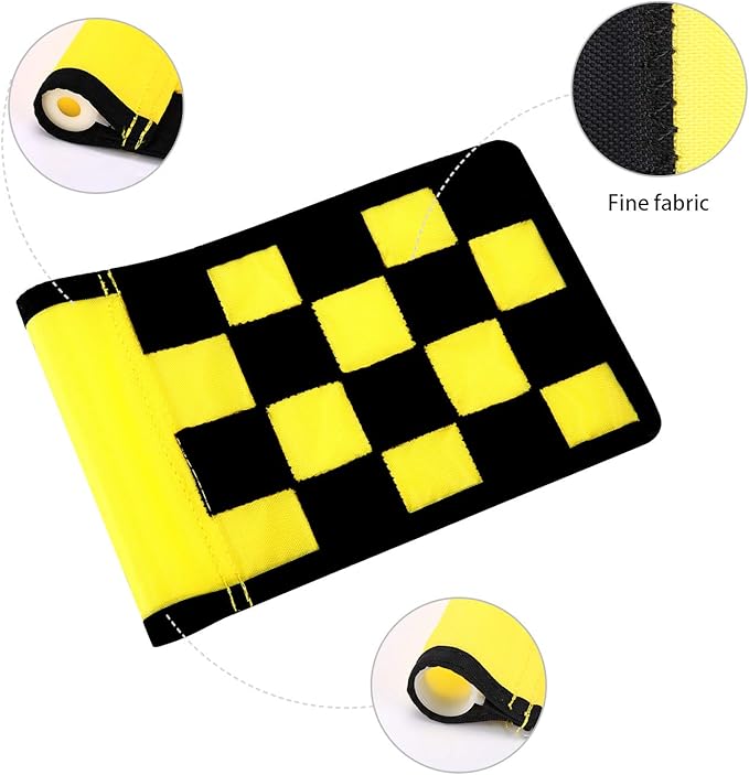 Golf Flag, Solid Nylon and Checkered Training Putting Green Flags, Indoor Outdoor Backyard Garden Portable Target Flags, 8.7inch*6inch (Yellow-Black)