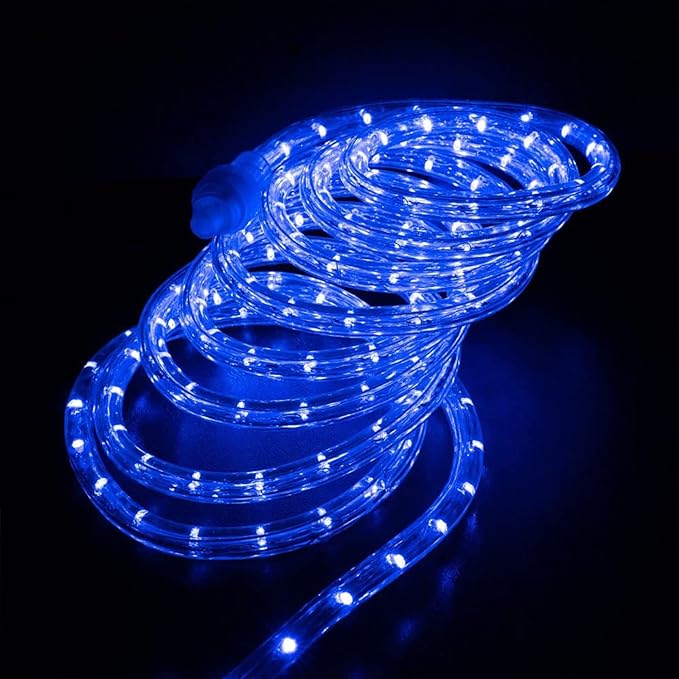 50ft 360 LED Rope Lights Outdoor, Connectable and Flexible Tube Lights with 8 Modes, Waterproof Indoor Outdoor LED Rope Lighting for Deck, Garden, Pool, Fences,Patio, Indoor Outdoor Decorations (Blue)