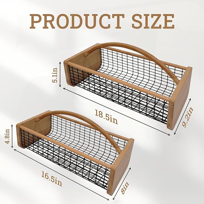 2pcs Garden Hod Harvest Basket, Durable Wooden Gardening, Supply Suitable For Kitchen, Picnic And Outdoor Picking