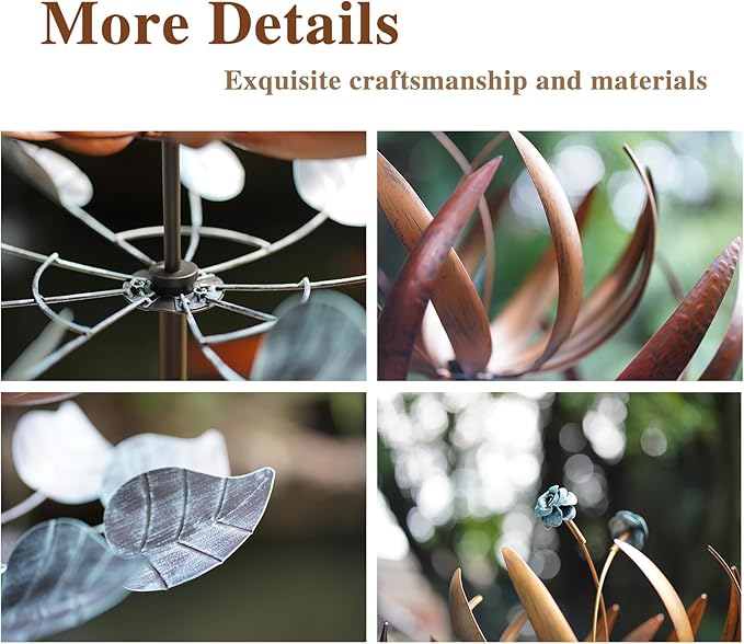 Wind Spinners for Yard and Garden, Wind Spinners Outdoor Large Metal, 84 inch Kinetic Wind Spinner & Wind Sculptures, Windmill Decor(Lotus)