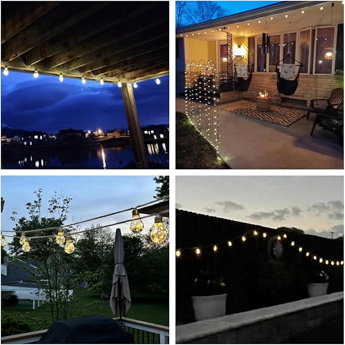 30FT Solar String Lights Outdoor Waterproof with Remote, 20 Edison Shatterproof Bulbs String Lights for Outside, Hemp Rope Solar Powered Lights with 8 Modes for Fence Tree Cafe Bistro Party