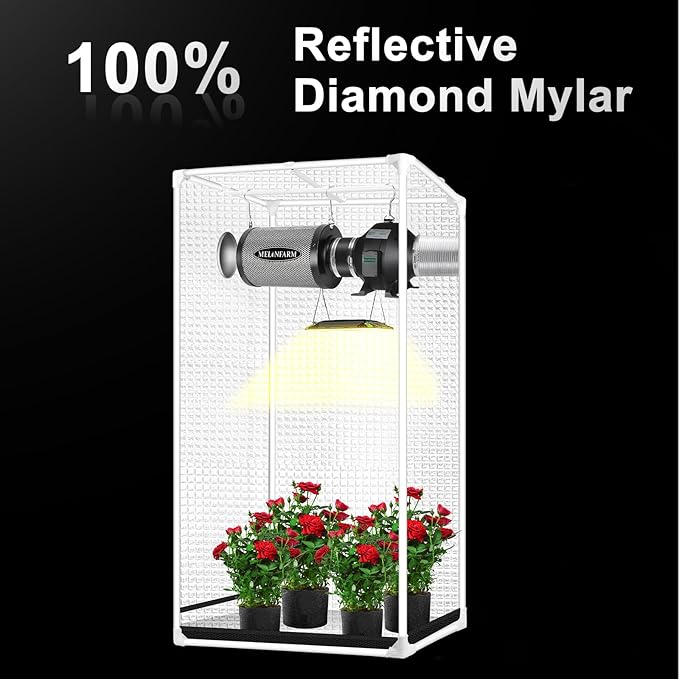 MELONFARM 2x2 Grow Tent, 24"x24"x48" Grow Tent, Double Transparent Viewing Door Indoor Grow Tent, Growing Tent with High Reflective Mylar & Floor Tray, Plant Tent for Indoor Hydroponics Growing