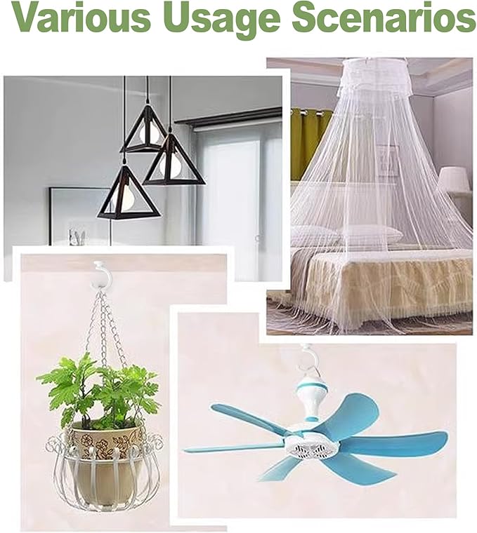 4pcs Ceiling Hooks for Hanging Plants, Lights - Metal Small Heavy Duty Indoor/Outdoor Wall Plant Hanger Swag Hooks