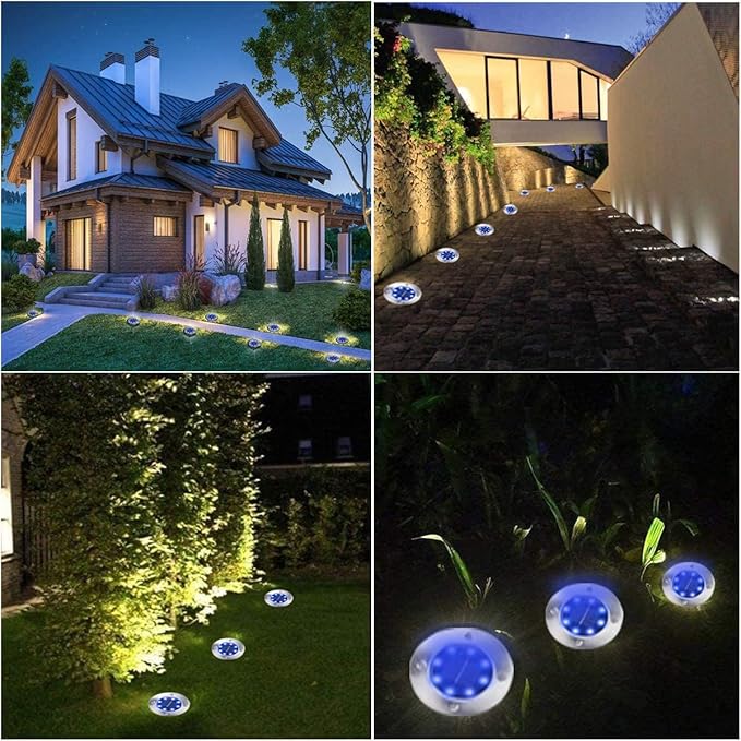 Solar Ground Lights - Upgraded Waterproof Garden Lights for Outdoor, Landscape, Yard, Deck, Lawn, Patio, Walkway (8 Pack Blue)