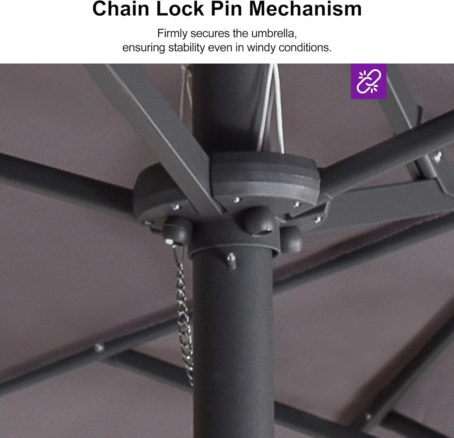 PURPLE LEAF 14ft Patio Market Umbrella Outdoor Double-Sided Umbrella with Base and Crank Rectangle Table Umbrella for Pool Deck Garden, Light Grey