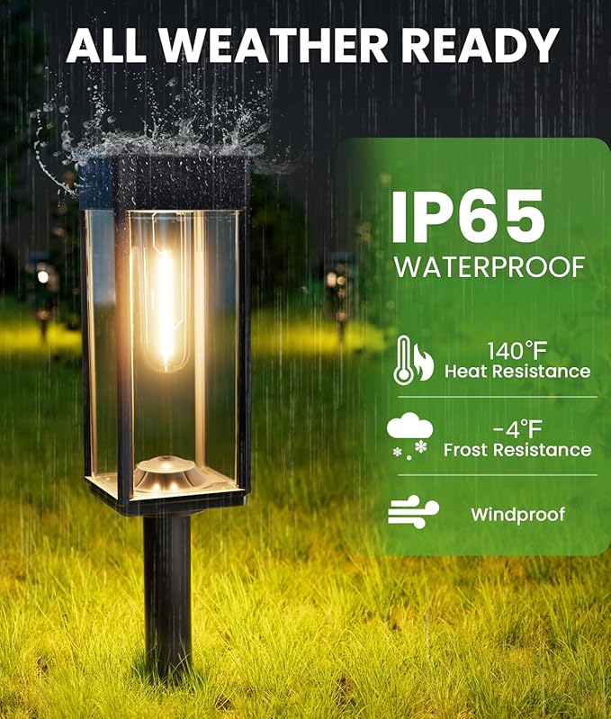 Solar Lights Outdoor Waterproof, 8 Pack Bright Solar Pathway Lights, Auto On/Off Outdoor Light for Yard Landscape Patio Lawn Path Walkway Driveway