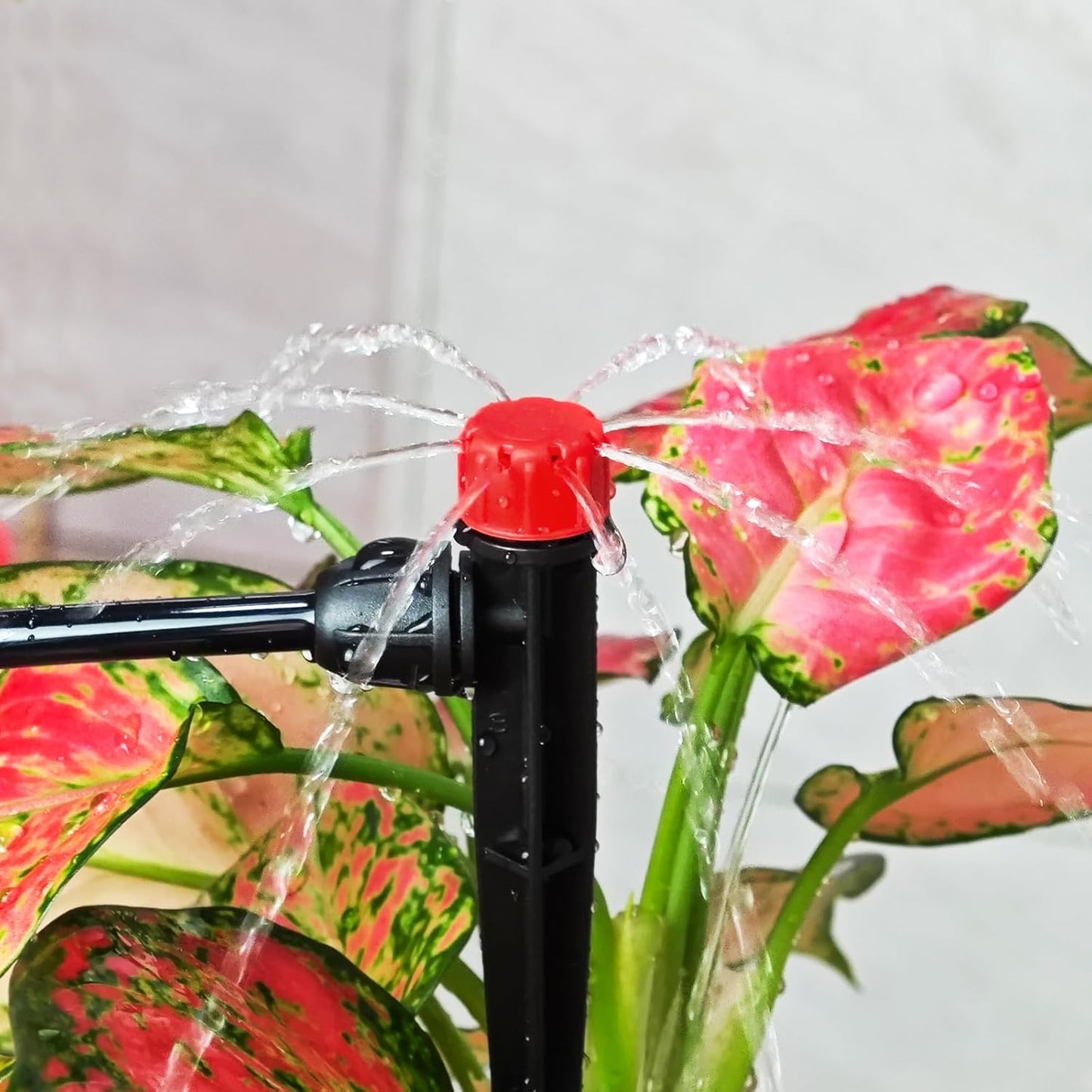 55 Pieces Drip Emitters Stream with Stake for 1/4" Irrigation Tubing: Adjustable 360 Degree Water Flow Irrigation Universal Sprayer Drip Pipe Sprinklers Fittings for Garden Watering System