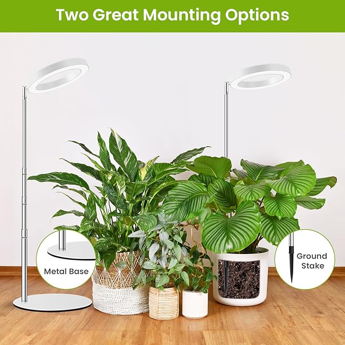 Grow Lights for Indoor Plants, 80 LEDs Full Spectrum Plant Lights for Indoor Growing with 2 Mounting Options, 6H 12H 16H Timer, 3 Spectrum Modes, 37 in Height Adjustable Grow Lamp, 2 Pack