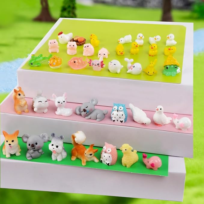 150 Pcs Mini Resin Animals Miniature Animals Figurines Tiny Resin Animals Small Animals Figures Mini Animals for Garden Décor Micro Landscape Ornaments Kit Fairy Garden Dollhouse Accessories