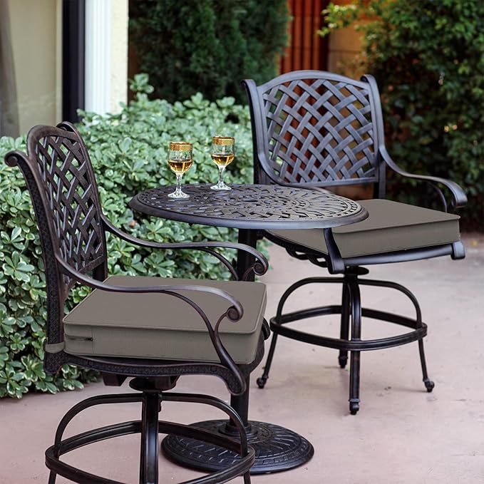 LVTXIII Patio Chair Cushions 19"x19"x3", Water-Repellent Outdoor Seat Cushions for Patio Furniture, Square Chair Pads with Ties for Home Garden Decoration, Set of 2, Dark Grey