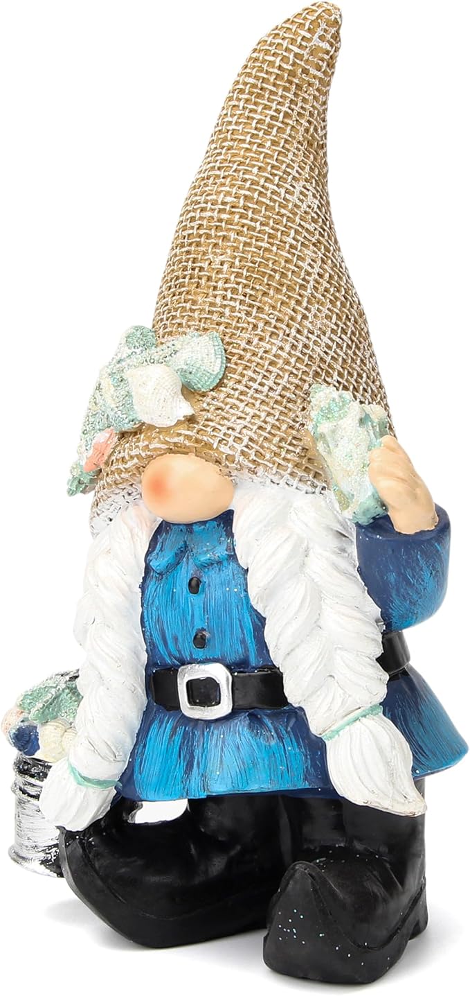 Leekung Gnome Statue Garden Decor - Ocean Gnome Figurine for Patio Lawn Yard Backyard Outdoor Indoor Home Decoration,Summer Gnomes with Shells Starfish,Swedish Beach elf tomte, for Women