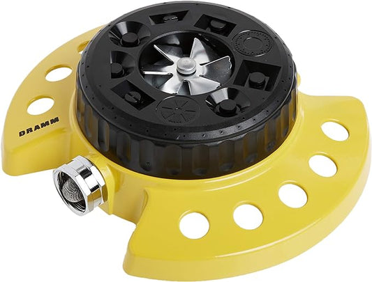 Dramm ColorStorm 9-Pattern Premium Turret Sprinkler With Heavy Duty Metal Base - Yellow #15023
