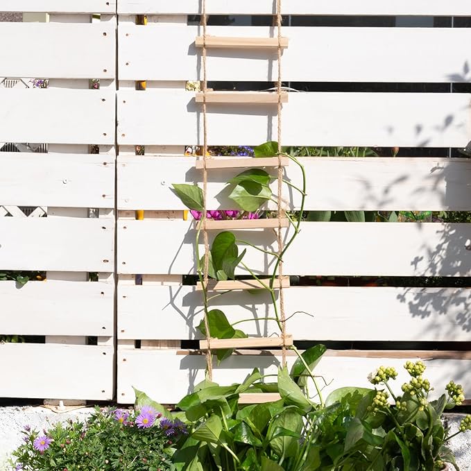 Sturdy Climbing Plants Trellis - Natural Wood Ladder Design for Indoor & Outdoor Use, Easy Installation, Reliable Support for Vines & Climbers, Modern Home Decor, Durable Plant Support System