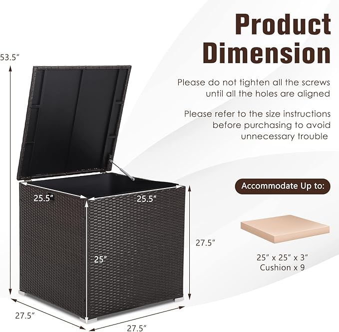 RELAX4LIFE Outdoor Storage Box 72-Gallon - Outside Wicker Storage Bin with Waterproof Zippered Liner, Gas Strut, Package Delivery Boxes for Outside, Accessories, Garden Tools Storage Deck Box