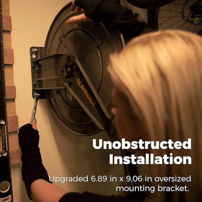 Double Arm Retractable Air Hose Reel, 3/8 in × 65 ft Hybrid Hose Heavy Duty Steel Professional Air Compressor Hose Reel with 5 ft Lead in Max 300PSI Auto Rewind Quick Coupler Swivel Fitting