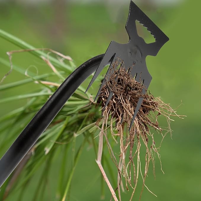 Gardening Hand Weeder Tools, Weeding Artifact Uprooting Weeding Tool, Durable Manganese Steel Hand Weeder Tool, Manual Multifunctional Weeders Gardening Tools for Yard and Garden (6 Teethes), 2 Pack