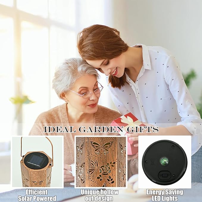 Butterfly Solar Lanterns Outdoor Waterproof - Birthday Gifts for Women, Mom, Butterflies Solar Lights Outdoor Hanging Garden Decor for Outside, Patio, Outdoor, Yard, Lawn, Balcony