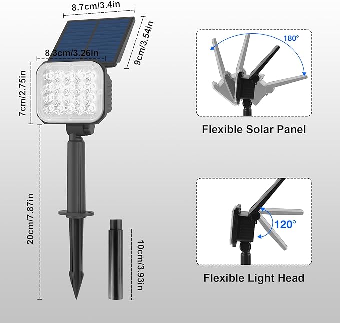 Solar Spot Lights Outdoor, RGB Color Changing Solar Lights Outdoor Waterproof IP65, Adjustable Panel Solar Landscape Spotlights for Tree Yard Halloween Landscape Decor, 6 Pack(Multicolor)
