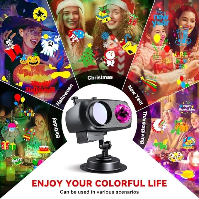 Decorative Lighting Projectors Outdoor, Chirstmas LED Projection Lamp with Remote Control & Timer Function for Xmas Holiday Party Garden Patio Decoration