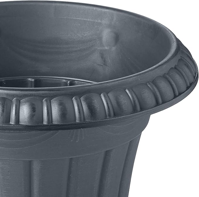 PL00GY Classic Traditional Plastic Urn Planter Indoor/Outdoor, 16" x 18", Gray