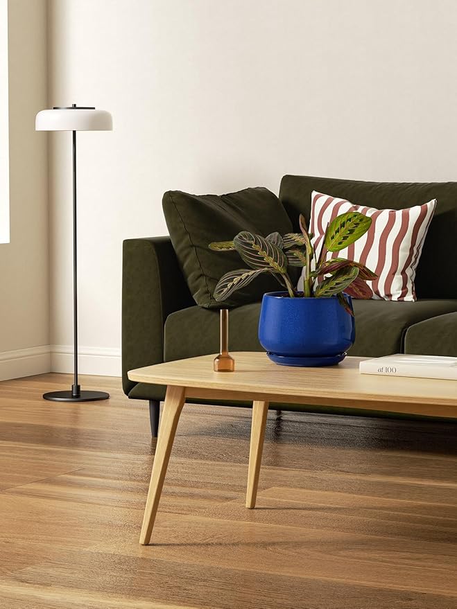 LE TAUCI Plant Pots, 4.1+5.1+6.5 inch, Set of 3, Ceramic Planters with Drainage Hole and Saucer, Indoor Flower Pot with Hole Mesh Pad, Gifts for Mom, Sapphire Blue